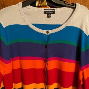 Lands End Plus Sized Striped Cardigan.